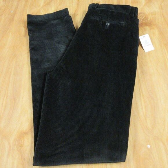 NAUTICA Classic Fit Pleated Front Corduroy Pants Mens Size 40x38 TALL Black NWT - Picture 10 of 11